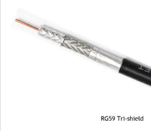 Tri-Shield RG59 Coaxial Cable with 67% AL Braiding CMR Rated PVC and 20 AWG CCS Conductor for Broadcasting Satellite