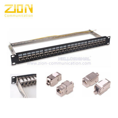 24 Ports Cat6/Cat6A Shielded Patch Panel 1U Rackmount for Data Center and Server Rack