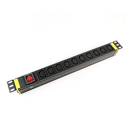 1U Thickness 10 Way Cabinet PDU with Switch Control for Data Center Power Distribution