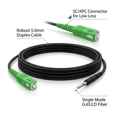Simplex SC/APC Single Mode Fiber Optic Patch Cord G657A2 OS2 9/125um 5.0mm FTTH Binnenkabel